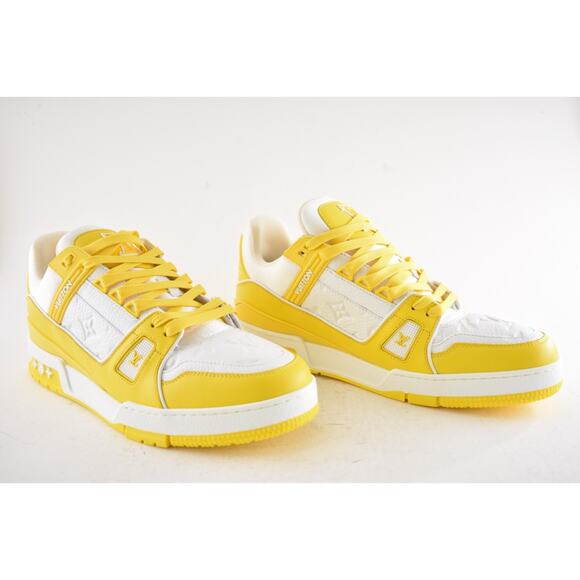 Louis Vuitton Yellow White Empreinte Leather Low Trainer Sneaker UK 9 US 10 11 - Picture 3 of 13